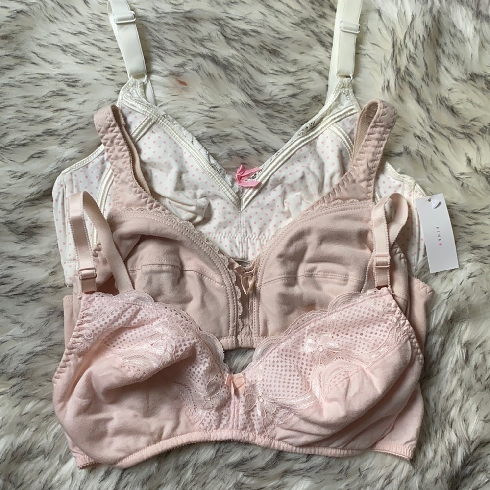 NWT 3 BODY NATURALS COTTON UNLINED BRA BUNDLE